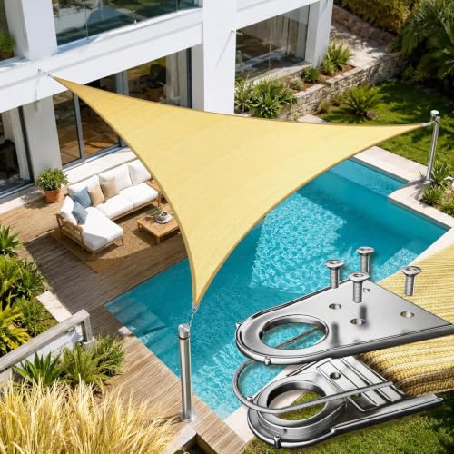 Amgo 23' x 40' x 46.14' Beige Triangle Super Ring Shade Sail,98% UV Block at Amazon