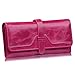 Jack&Chris RFID Blocking Leather Checkbook Wallets for Women Large Capacity Tri-fold Purse with 12 Card Slots,Gift Box, WBXH049