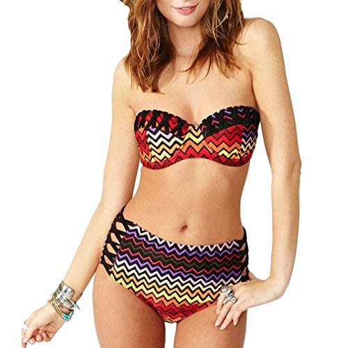 Lukitty Women's Sexy 2PCS Strapless High Waist Swimsuits Bikini Sets