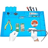 yowtiny Soldering mat Large, 17.7" x 11.8" 932°F Heat Insulation Silicone Repair Mat with Scale Ruler and Screw Position, Non
