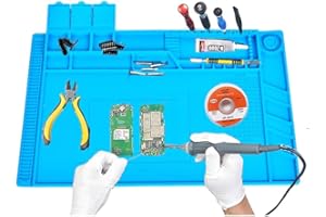 yowtiny Soldering mat Large, 17.7" x 11.8" 932°F Heat Insulation Silicone Repair Mat with Scale Ruler and Screw Position, Non