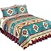 Collections Etc Southwest Cheyenne Aztec Native American Turquoise Fleece Lightweight Coverlet, Antique Brown, King