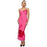 Princess Polly Womens Knox Maxi Dress Hot Pink Floral