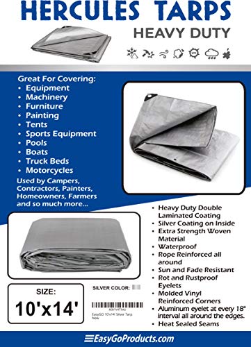 6 Hercules+Waterproof+Tarpaulin+Protection+10x14+Sliver