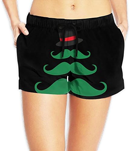 GSSHA Fashion Summer Women Beach Pants Funny Mustache Tree Happy Christmas Women's Sport Shorts Pants X-Large