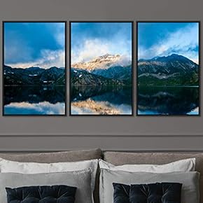 signwin 3 Piece Framed Canvas Wall Art Lake...