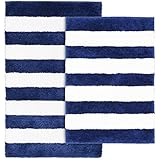 Garland Rug BA300W2P04T9 Beach Stripe Bath Rug Set 2-Piece, Indigo Blue/White