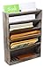 Executive Office Solutions Distressed Torched Wood Vintage Rustic Wooden 5 Slot Office Desk or Wall Mounted Hanging File Document Organizer & Mail Rack Tray - Barnwood (WR10)
