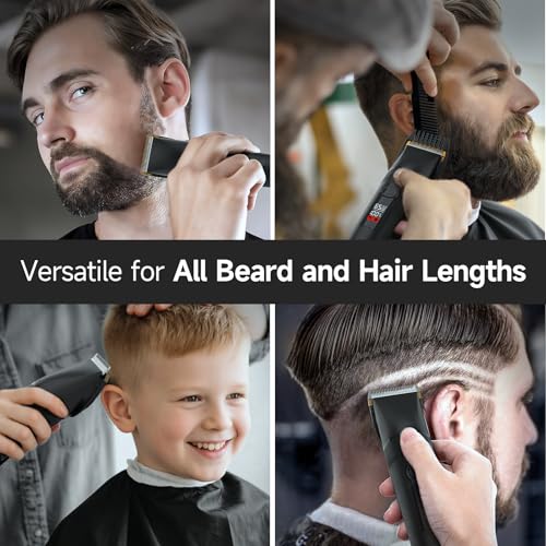2-in-1 Beard Trimmer and Hair Clipper for Men,Detachable Ceramic-Titanium Blade Shaver with 9 Length Settings and Non-Slip Matte Grip