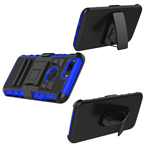 OnePlus 5T Case, Elegant Choise Holster Heavy Duty Armor Shockproof Full Body Rugged Protective Case Cover with Swivel Belt Clip and Kickstand for OnePlus 5T 6” 2017 (Blue/Black)