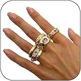 AllJunction Chunky Gold Rings with Gem Stone for Women Non Tarnish Thick Statement Rings Chunky Silver Ring for Women Adjustable Jewelry Trendy