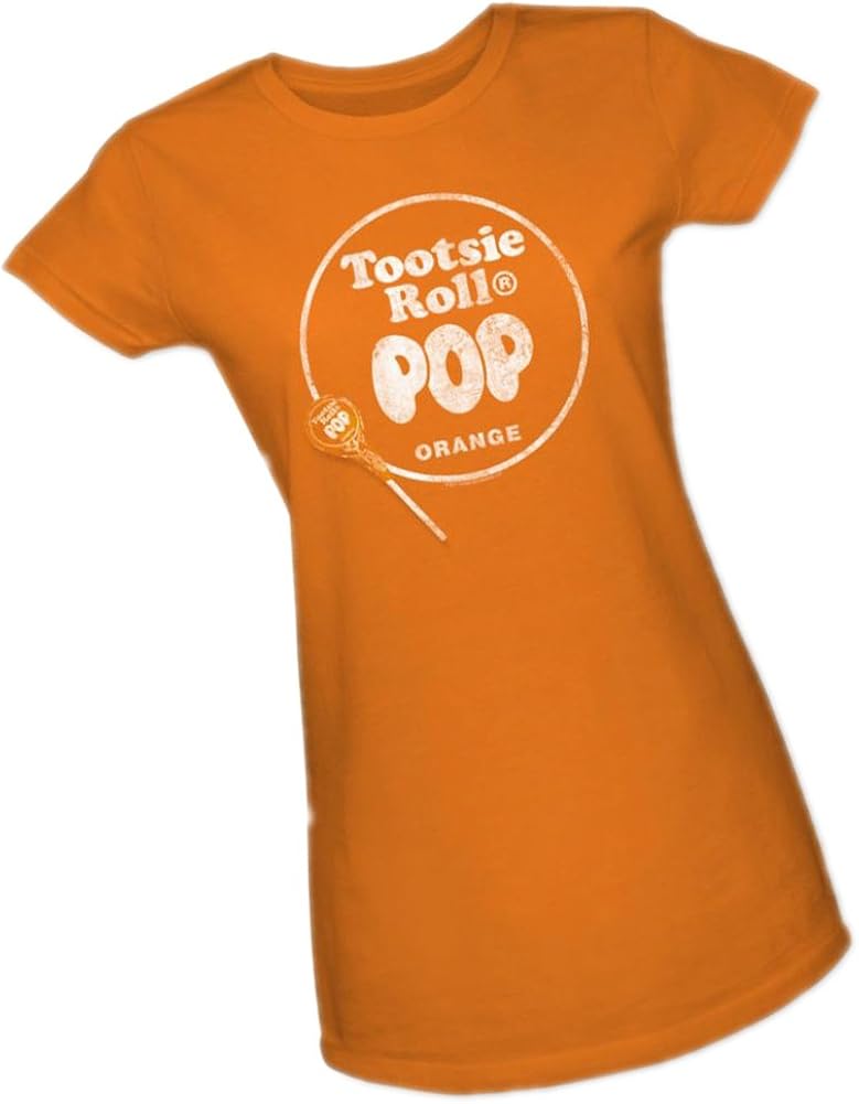 Amazon.com: Tootsie Pop - Orange -- Tootsie Roll Crop Sleeve Fitted Juniors T-Shirt: Clothing