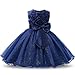 NNJXD Girl Sleeveless Lace 3D Flower Tutu Holiday Princess Dresses Size 1-1.5 Years Deep Blue