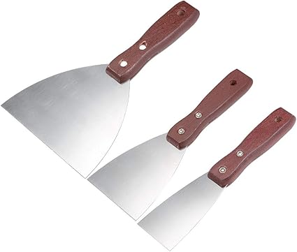 Sourcing Map Masticage Couteaux Peinture Grattoir Acier Inoxydable Lame Avec Bois Poignee Outil Pour Mur Sol 2 3 5 Amazon Fr Bricolage