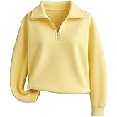 SOLY HUX Women's Quarter Zip Sweatshirt Collared Long Sleeve Drop Shoulder Pullover Tops Casual Fall Clothes