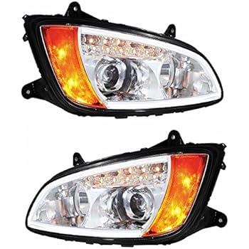 kenworth t660 projection headlights chrome rh lh halo lamp led side
