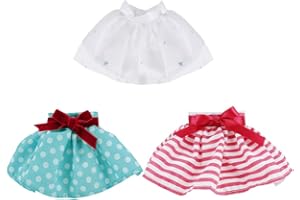E-TING 3 Pcs Santa Clothing Dress for elf Doll Christmas Accessories (White Skirt + Green Polka Dot Skirt + Red-White Striped Skirt)