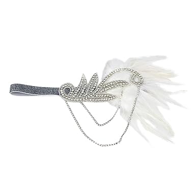 YWLINK Gatsby KostüM Accessoires Flapper Feder Stirnband MäDchen Retro 1920er Jahre ZubehöR Stirnband Klassisch Damen 20er Ja
