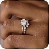 RKKOJJO 925 Sterling Silver Bridal Rings Sets AAA Cubic Zirconia CZ Full Diamond Engagements Rings Wedding 2 Pcs Promise Anniversary White Gold Rings for Women Size 8