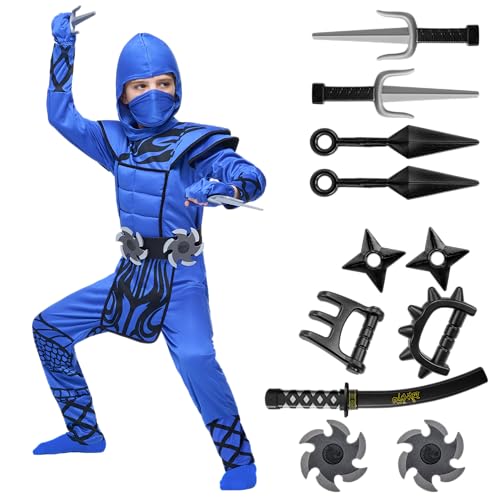 Spooktacular Creations Boys Ninja Costume, Dragon Scales Ninja Outfit with Accessories for Kids Toddler Halloween Parties