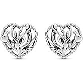 LeCalla 925 Sterling Silver Heart Stud Earrings Jewelry Lightweight Love Heart Shaped Earring for Women Valentines Day Gifts for Her