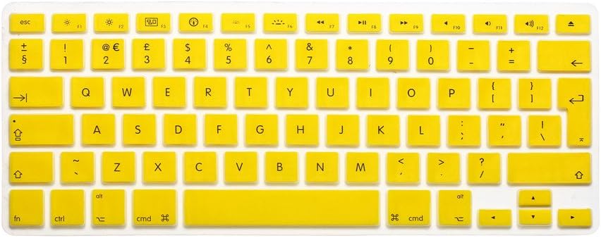 GSuMio Soft Keyboard Cover Silicone Skin Keyboard Protector for MacBook Pro 13" 15" 17" (with or without Retina Display) and MacBook Air 13" EU/UK European ISO Keyboard Layout - Yellow