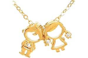 Tutti Joyería Artesanal | Collar de Hijos Personalizable - Hija - Hijo - Hija y Hijo - 2 Hijas - 2 Hijos - 2 Hijas y 1 Hijo - 2 Hijos y 1 Hija - 3 Hijas - 3 Hijos - Chapa de Oro Premium (e. 1 Hijo y 1 Hija)