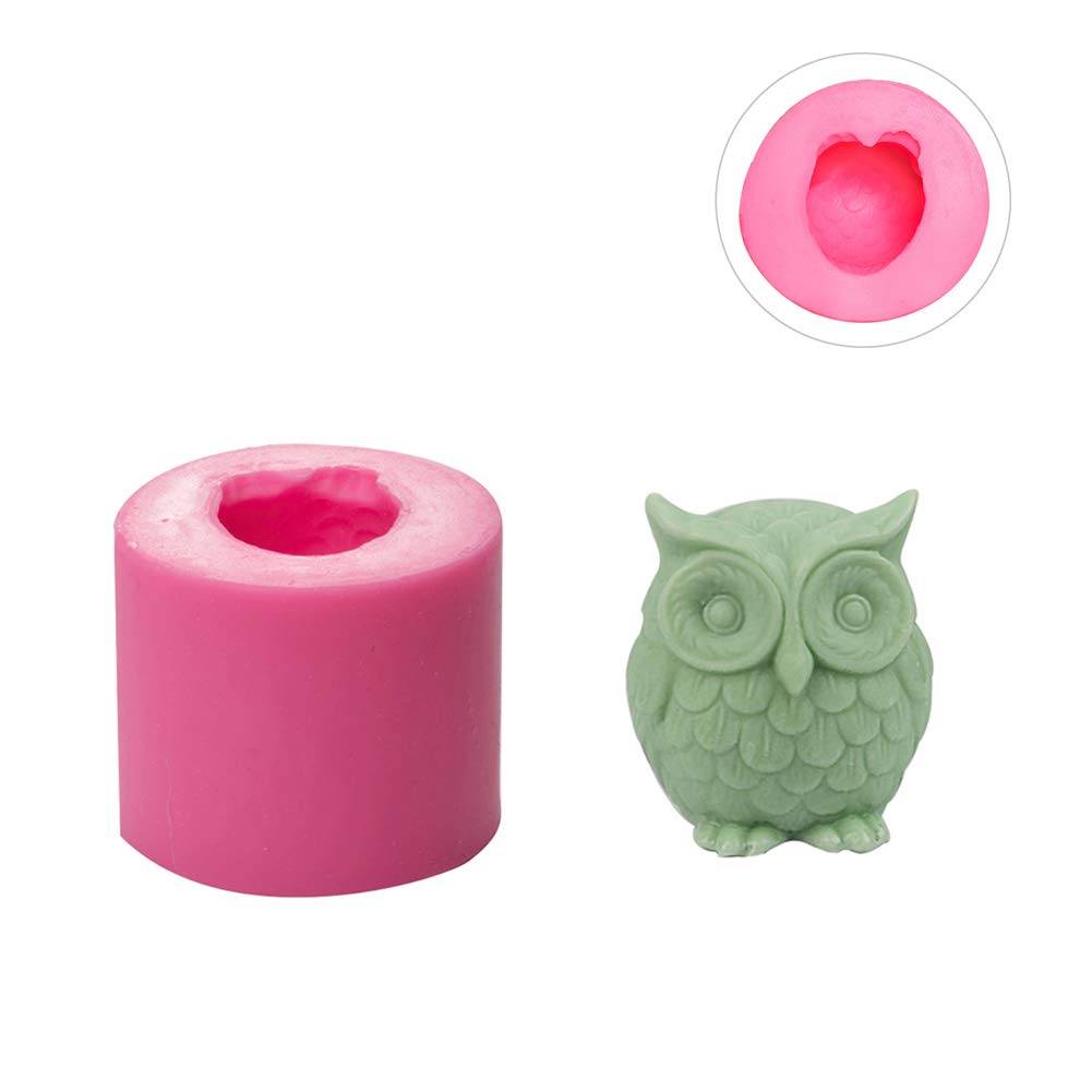 WANDIC Silicone Casting Molds, 1 Pc 3D Owl Candle Mold, Cylinder Silicone Mold for Candles DIY Crafts Making