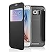 PASONOMI Galaxy S6 Case, [Smart Window View] Samsung Galaxy S6 Folio Wallet Case - Slim Flip Leather Case for Samsung Galaxy S6 Smartphone (Black)