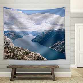 Panorama View,Mountain Landscape with River - Fabric Wall Tapestry Home Decor - 51x60 inches