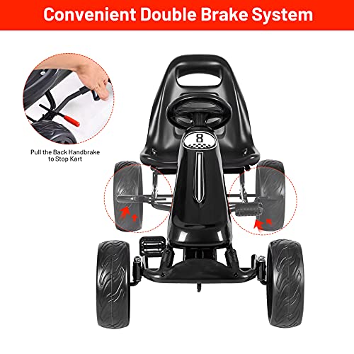 HONEY JOY Pedal Go Kart, 4Wheel Ride On Pedal Car w/2Position