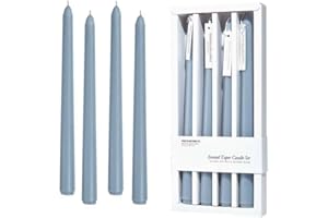 SENSE ISLAND Taper Candles 10'' Dusty Blue Non Toxic Candle Sticks Set of 4 | Mild Vanilla Scented Natural Soy Wax Candlesticks for Home Decorations, Tapered Candles for Mantles,Wedding, House Warming Gifts