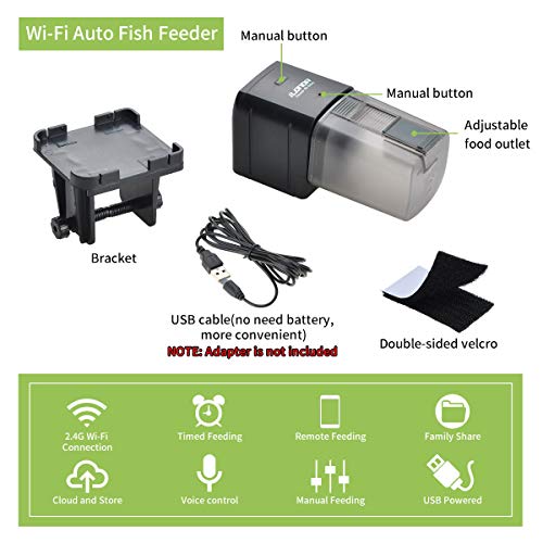 Automatic Fish Feeder/Songway WIFI Controlled Timer/Auto Fish Food Dispenser/Digital Fish Timed Feeder adjustable for Fish Tank Aquarium Pond Vacation Weekend Holiday 