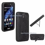 BLU Studio Selfie (S070Q) Premium Rugged Heavy Duty Kickstand Case + Screen Protector (HVD Black)