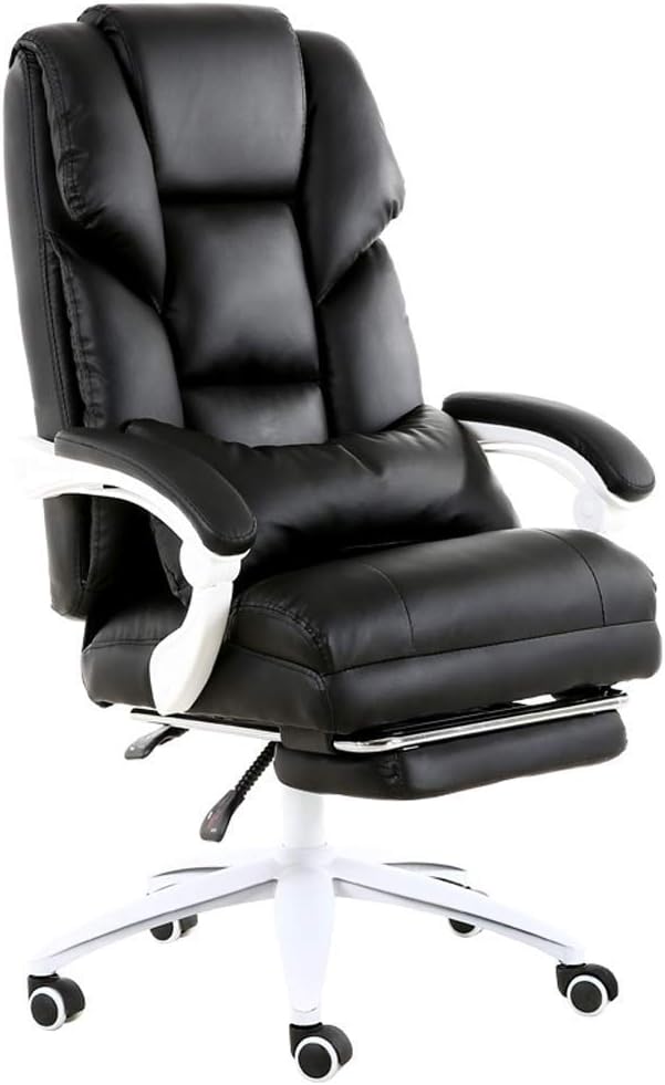JYDSG Faux Leather Office Chairs with Footrest and High Back Support | Nylon Base | 170° Reclines | 10cm Lift | Executive Chairs in Pink,Beige,Black