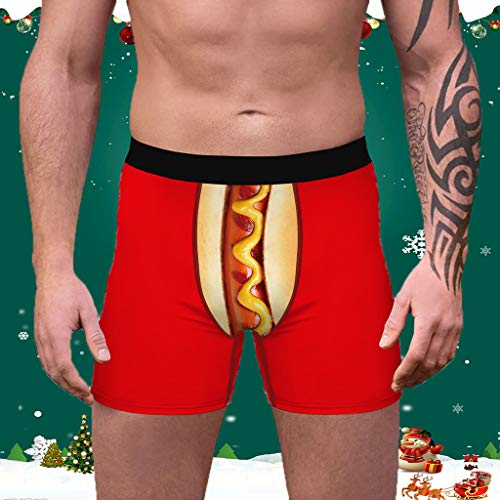 WYILIY Men\'s Christmas Print Slim Breathable Sports Underwear Long Flat Pants Briefs Mens Underwear Men Pack Soft Open Fly Underwear