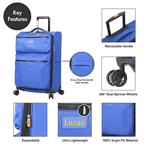 Lucas Designer Luggage Collection 3 Piece Softside Expandable Ultra