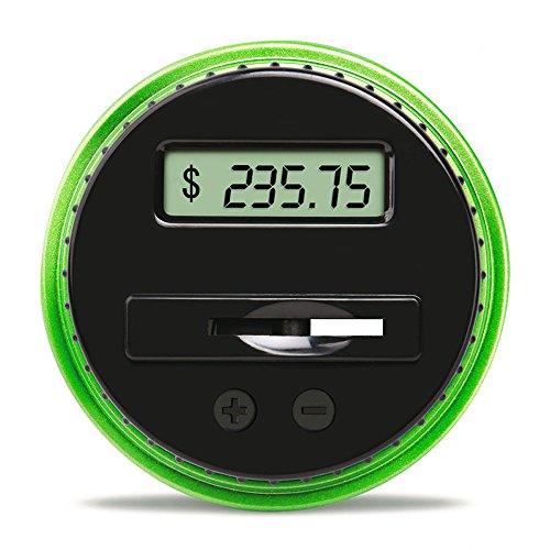 OLICTA Piggy Bank Digital Counting Coin Bank Creative Large Money Saving Box Jar Bank LCD Display Coins Saving Gift (Dollar) (Black-Green) - Thumbnail 2