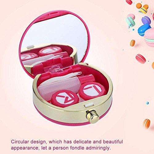 Contact Lens Box, Mini Contact Lens Holder Eye Care Lenses Case Set Cute Lovely Travel Kit Box (Rose) - Thumbnail 4