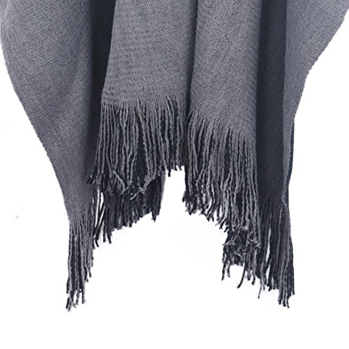 AIMTOPPY Women Winter Knitted Cashmere Poncho Capes Warm Soft Shawl Cardigans Sweater Coat (free, Grey)