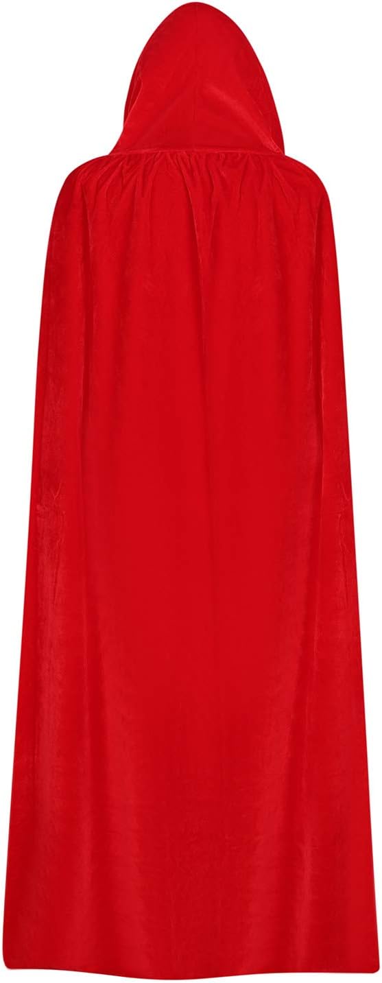IBLUELOVER Halloween Hooded Cloak Velvet Medieval Devil Vampire Wizard Cosplay Tunic Death Long Gothic Cape Knight Fancy Dress Musical Prince Renaissance Hooded Coat Christmas Cool Costume - Image 5