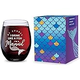 GSM Brands Stemless Wine Glass for Mermaid Gifts - Made of Unbreakable Tritan Plastic - 16 ounces