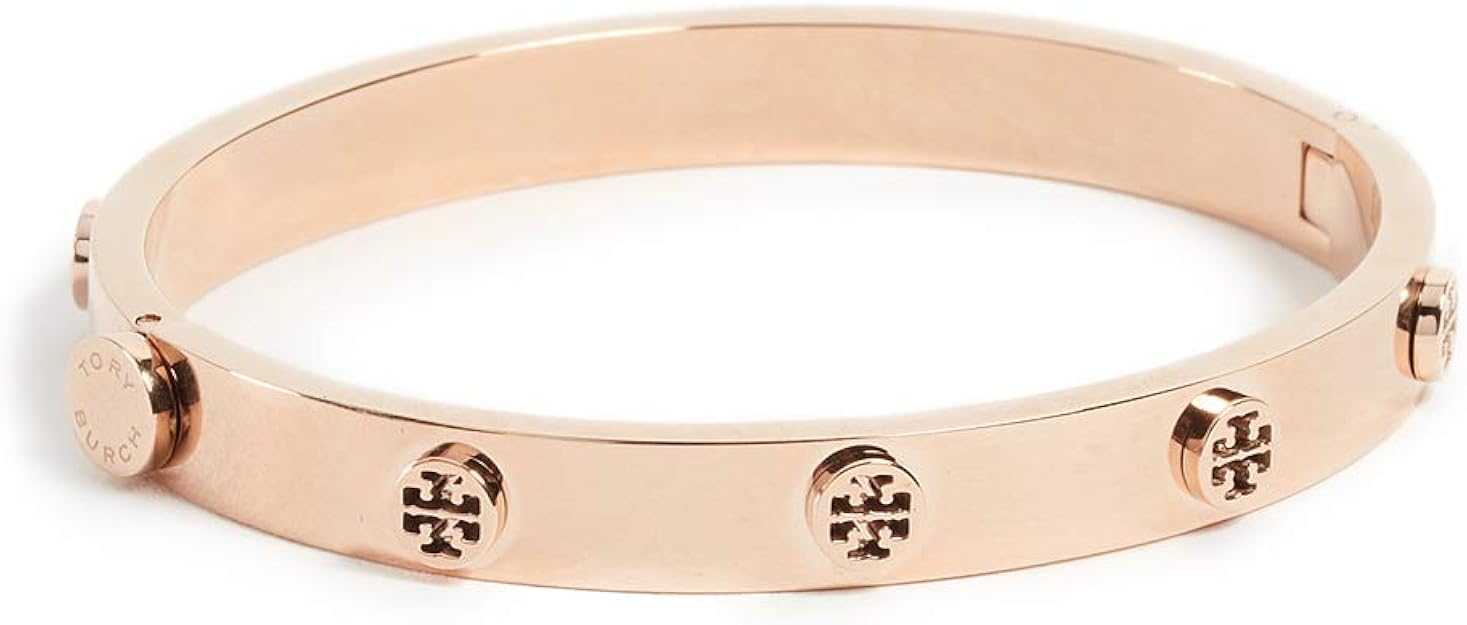 Tory Burch Women's Logo Stud Hinge Bracelet, Rose Gold, One