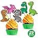 25 pieces - Dinosaur Cupcake Toppers - Dino Birthday Party Baby Shower Decorations