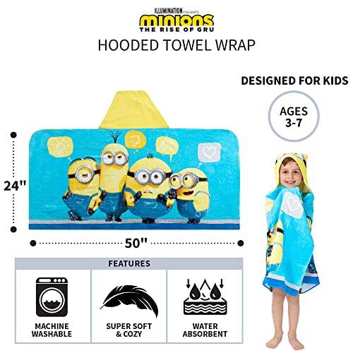 Despicable Me Minions Bath/Pool/Beach Soft Cotton Terry Hooded Towel