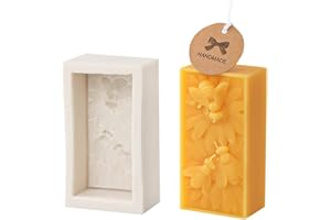 Xidmold Bee Flower Candle Soap Mold, Honeybee Flower Rectangular Silicone Mold for Beeswax Candle, Soap, Lotion Bar, Fondant, Dessert, DIY Crafts (Small)