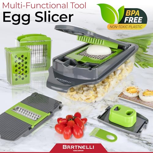 Bartnelli Cortador de vegetais Pro | 15 peças de utensílios de cozinha multifuncionais para cebola, vegetais, ralador de queijo, cortador de legumes com recipiente grande, fácil de limpar, com escova e garfo bônus