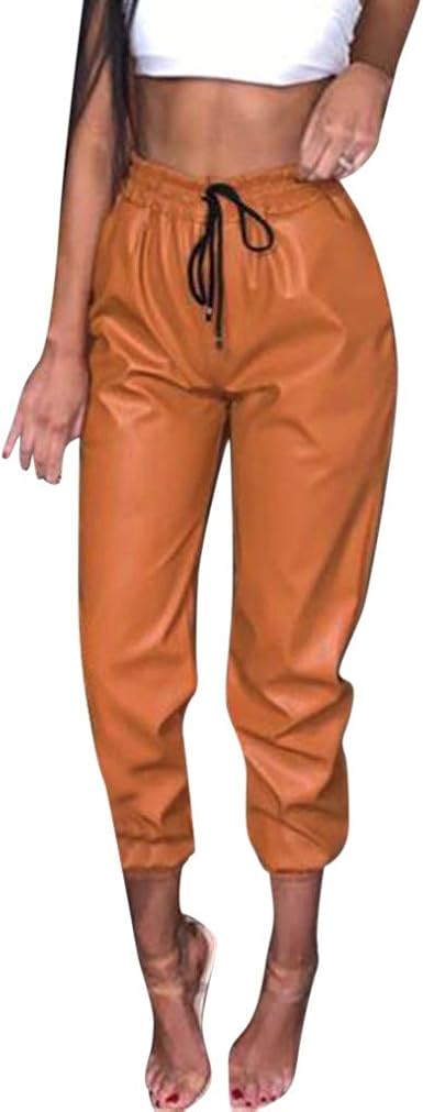 ladies leather joggers