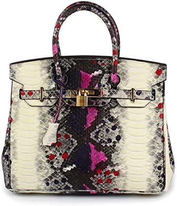 High Quality Ladies White Leather Snake Pattern Handbag