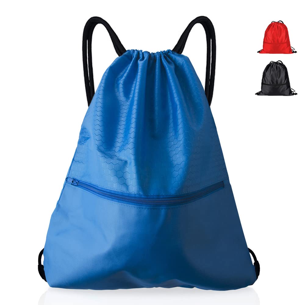 Spolife Sports Gym Sack Drawstring Bag Waterproof Drawstring Sport Bag,High Capacity Drawstring Gym Bag(Blue)